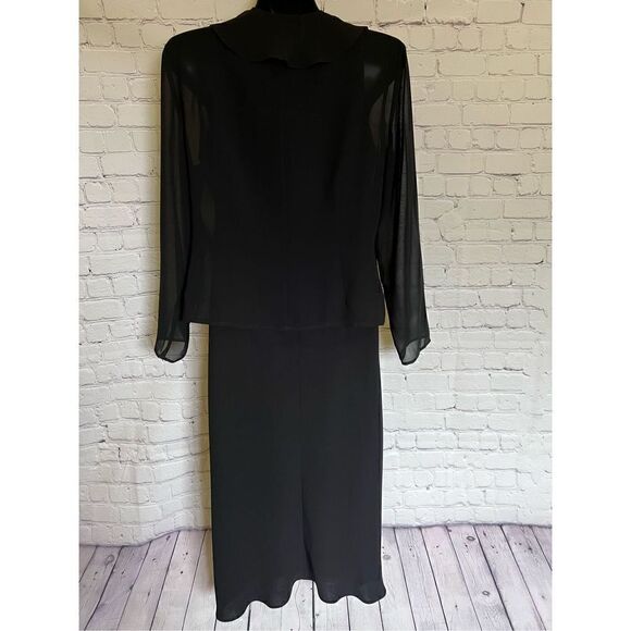 Evan-Picone 2 pice ladies dress with sheer tie top cover sz 16 - Picture 5 of 9